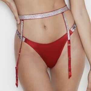 NWT Victorias Secret Red Rhinestone Underwear & Shine Strap